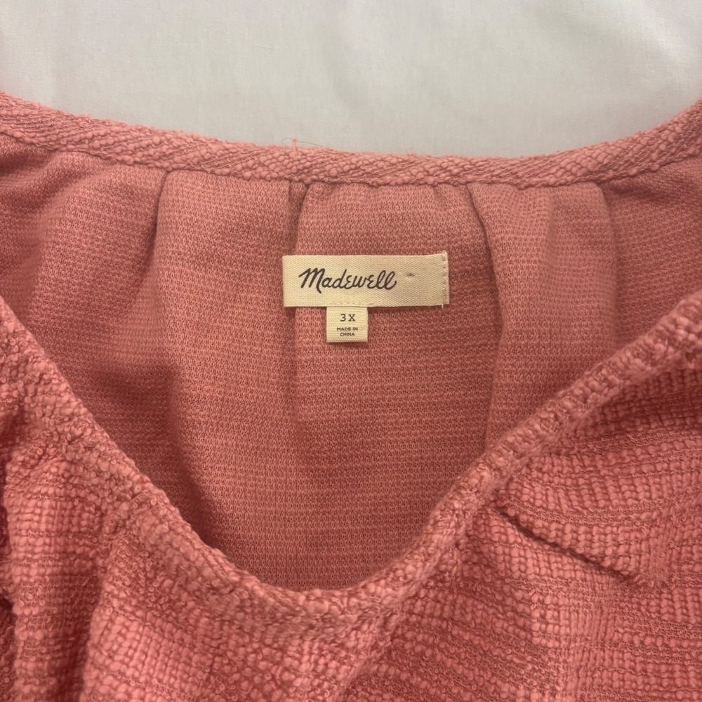 Madewell Pink Textured Gathered Scoop Neck Cap Sleeve Top 3X Plus Size - Picture 4 of 10